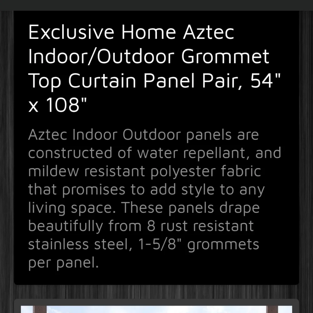 New Indoor/outdoor curtains. 2 panels 54x108 ea. Aztec white color
